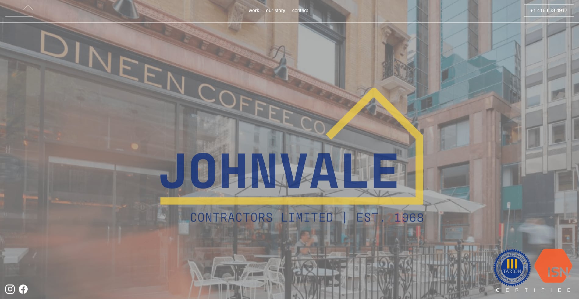 depicting a modern and inviting full-bleed photographic website layout designed and developed for general contractors Johnvale. The website is hosted at johnvale.com